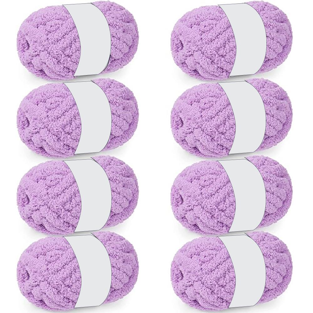 Chenille thick yarn, for hand-knitted blankets, 8 oz/pack (8 packs) фиолетовый