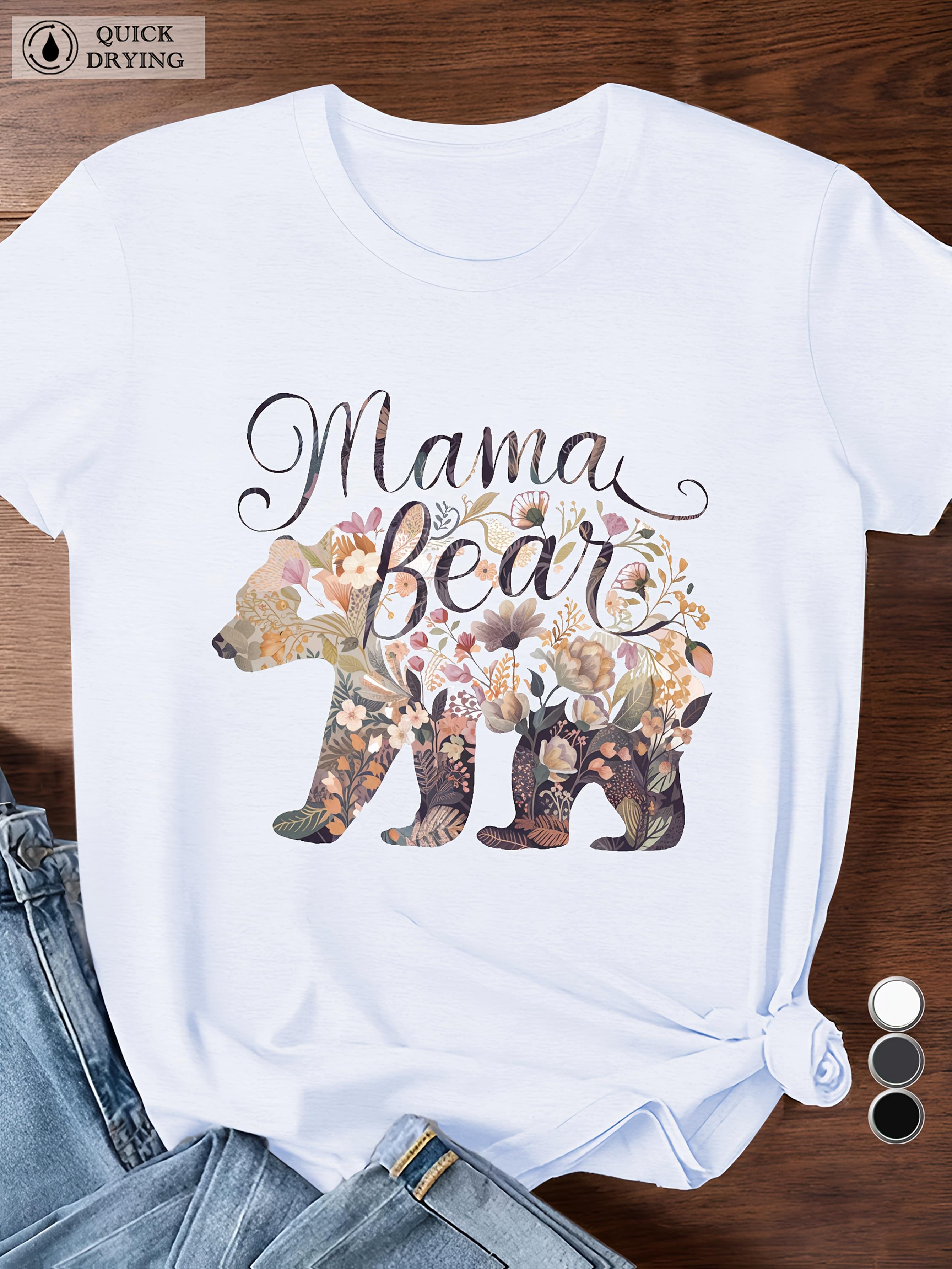 

European size MAMA BEAR floral design Women s Sports Short Sleeve T-Shirt S белый
