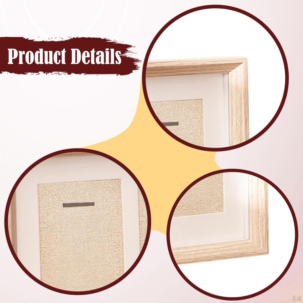 Double Medals Display Case Box Gifts Tabletop Decor Collectible Photo Frame Wood for Patches Runners