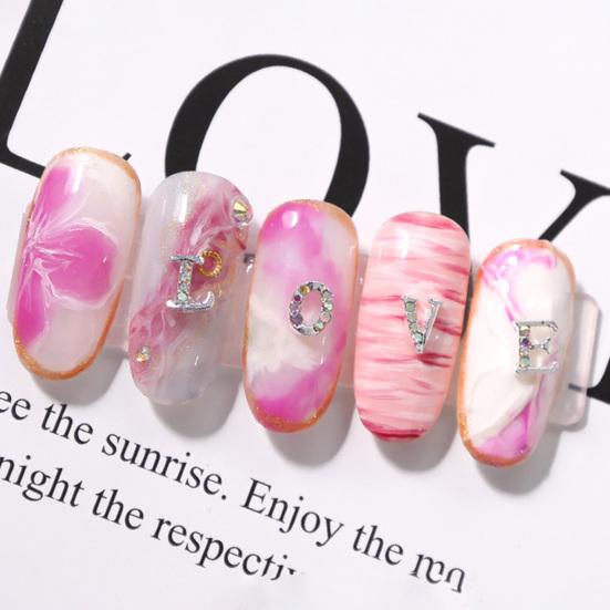 26Pcs Rhinestones Nails Studs Wear Resistant Remove Easily Manicure Accessories English Letters Nails