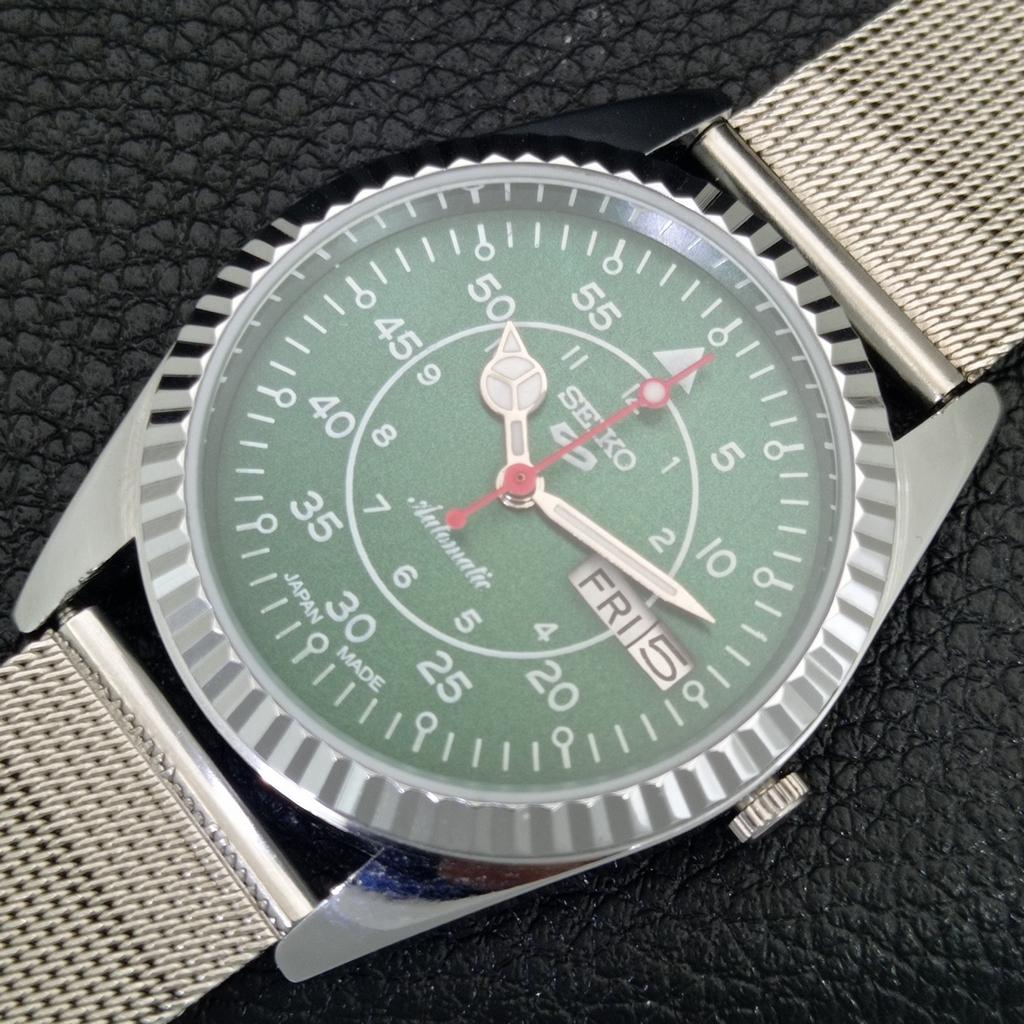 REFURBISHED VINTAGE SEIKO 5 AUTOMATIC 6309A JAPAN MENS GREEN WATCH a442957-1