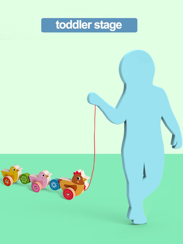 Iwood Wooden Boys Drag Walker Toy Car/Infant Hand Rope Car Baby Car Children's Day Birthday Gift