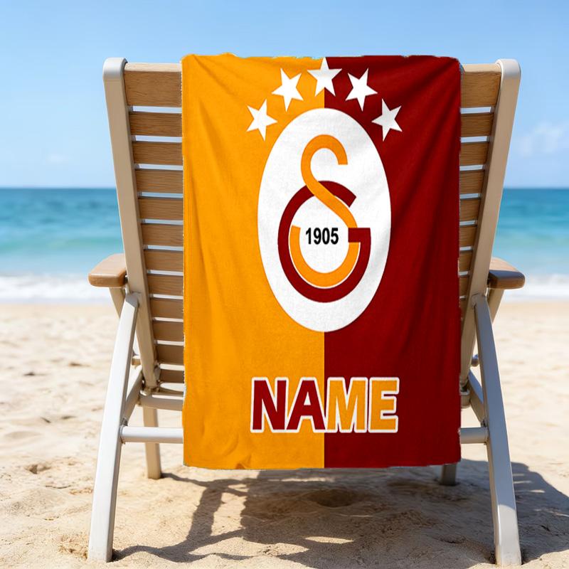 1pc Football6 Beach Towel with Custom Name, Beach/Swimming/Bath/Picnic/Camping Towel, Suitable for Seaside Beaches