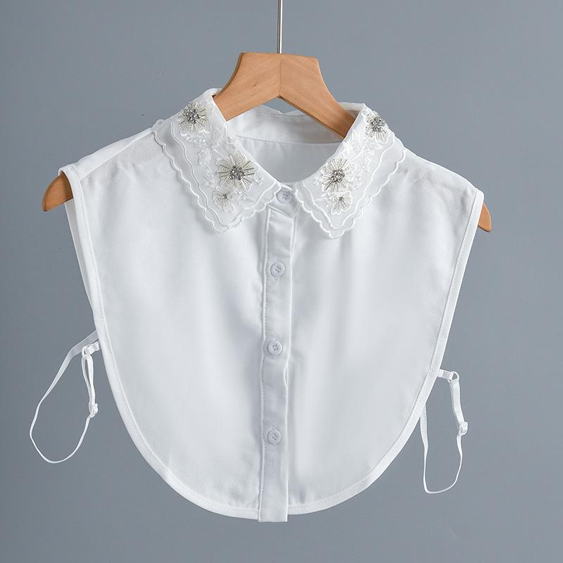 

White Fake Collar Neckwear Tie Sweater Blouse Decoration for Womens Fashionable and Elegant Half Shirt Detachable Collar
