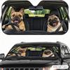 Funny French Bulldog & Pug Sun Visor Car Windshield Sunshade UV Protection Reflective Foldable Heat Insulation Cover