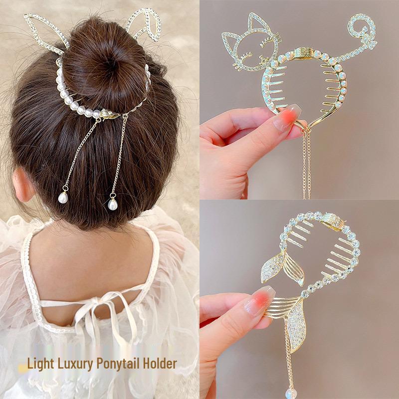 Children's Meatball Claw Hair Clip - Girl's Ponytail Accessory & Styling Tool