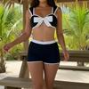 Casual Black and White Contrasting Bow Bikini Swimsuit Bikini