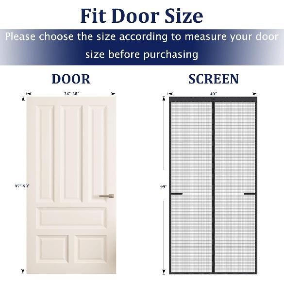 Upgraded Magnetic Screen Door for Tall Door to 38x98 with 42 Longer & Stronger Magnets,Retractable Screen Doors for Front Door,Heavy Duty Fiberglass