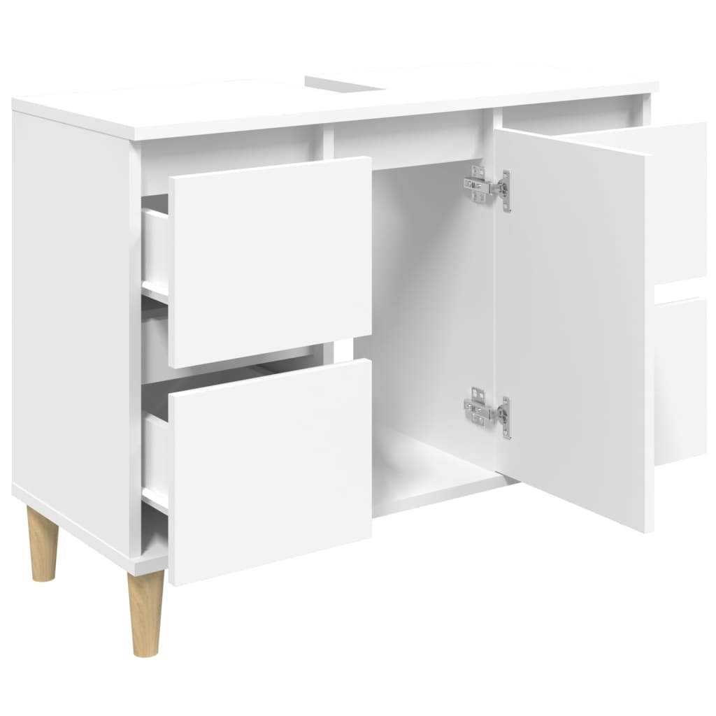 White Bathroom Vanity Cabinet 80 X 33 X 60 Cm Particleboard