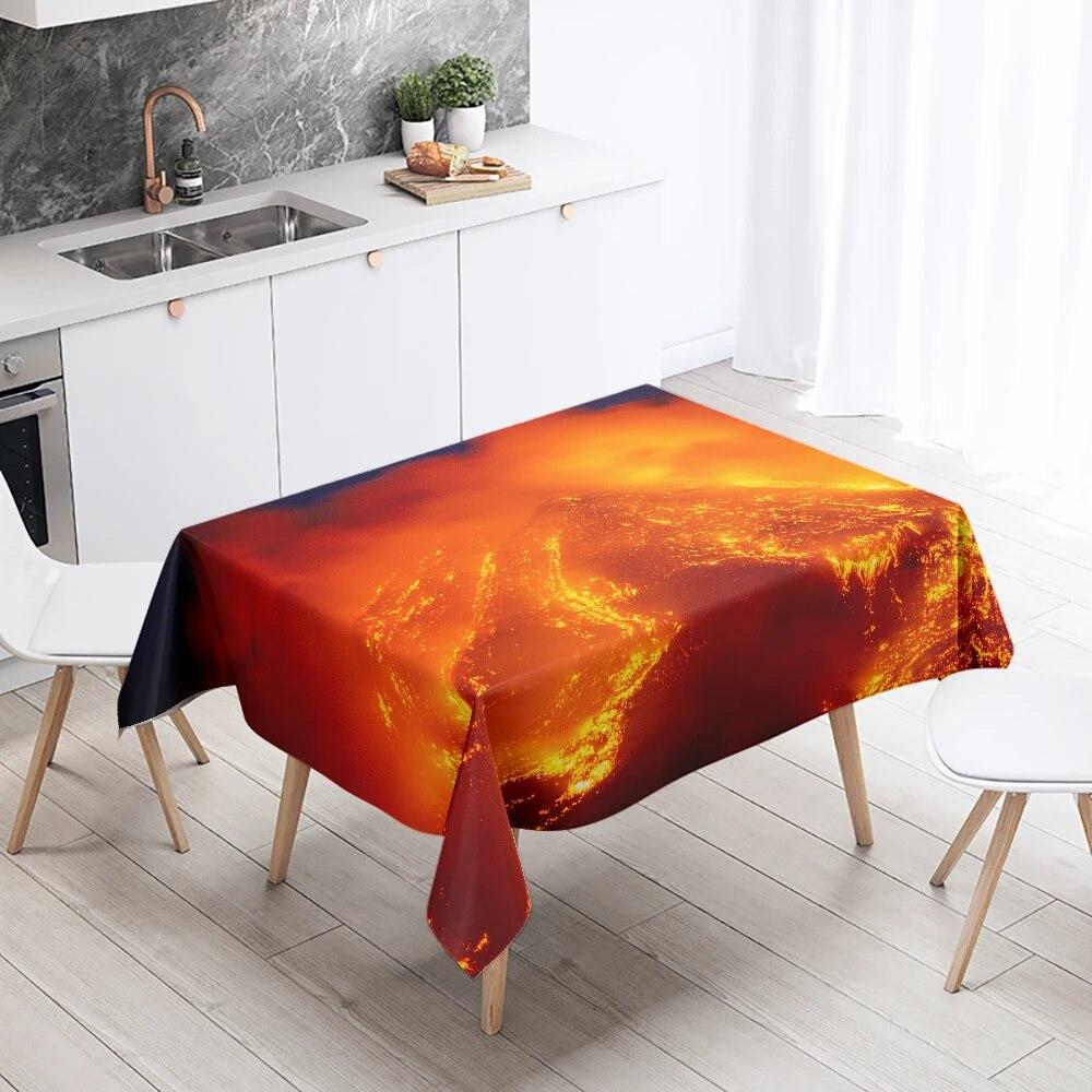 

Скатерть с принтом извержения вулкана и магмы, водонепроницаемая прямоугольная скатерть для кемпинга, украшения стола для дома, ресторана 40x70cm