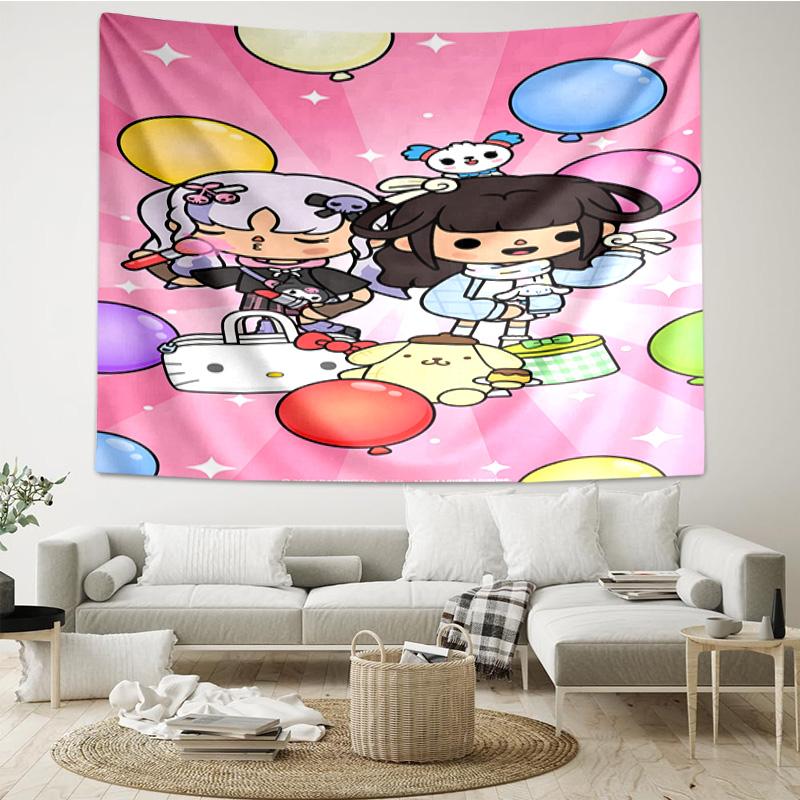 Personaggi del Gioco Toca Boca in Rete Arazzo Decorazione per Stanza Appeso a Parete per Soggiorno Camera da Letto, dormitorio, Regali di Compleanno e Natale