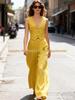 V-neck Off-shoulder Suit: Cross-border Slim Fit Vest & Straight-leg Pants Two-piece Set