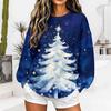 Felpa con stampa natalizia da donna, casual, a maniche lunghe, pullover