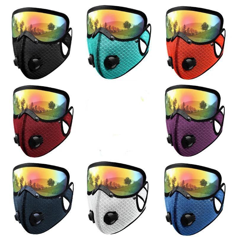 Comfortable Cycling Face Mask with Goggles Dust Proof Washable Reusable Windproof Mask for Outdoor Sports Riding Commute
