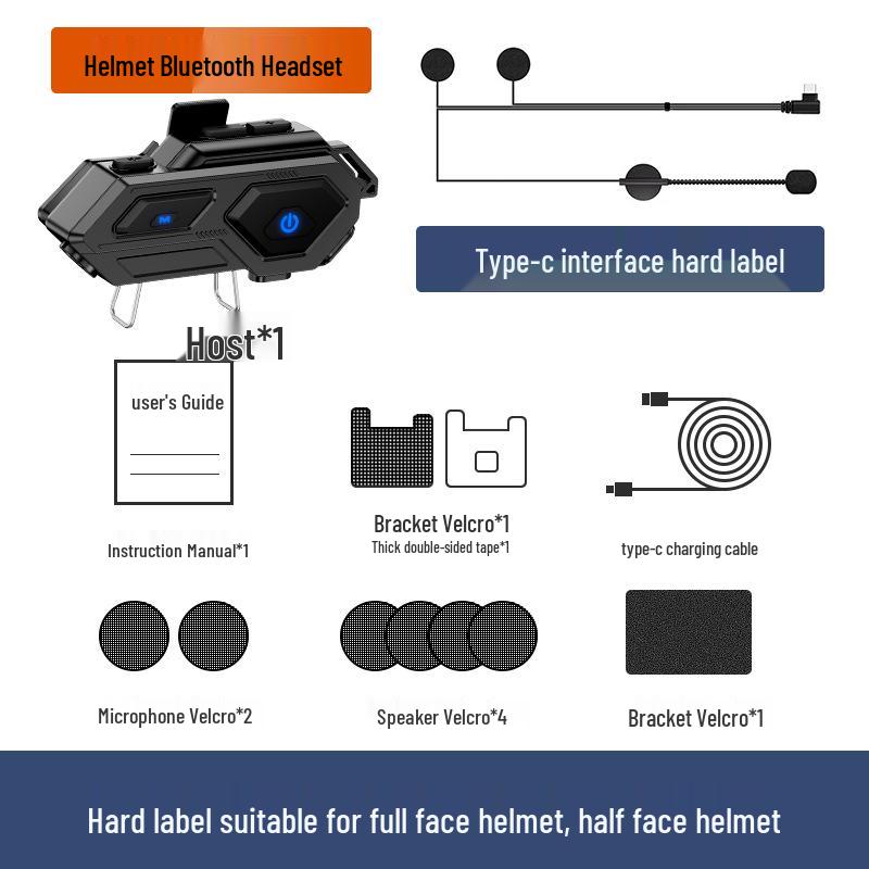 2025 Bluetooth 5.3 Motorcycle Helmet Headset with LED Lights, Waterproof Wireless Intercom