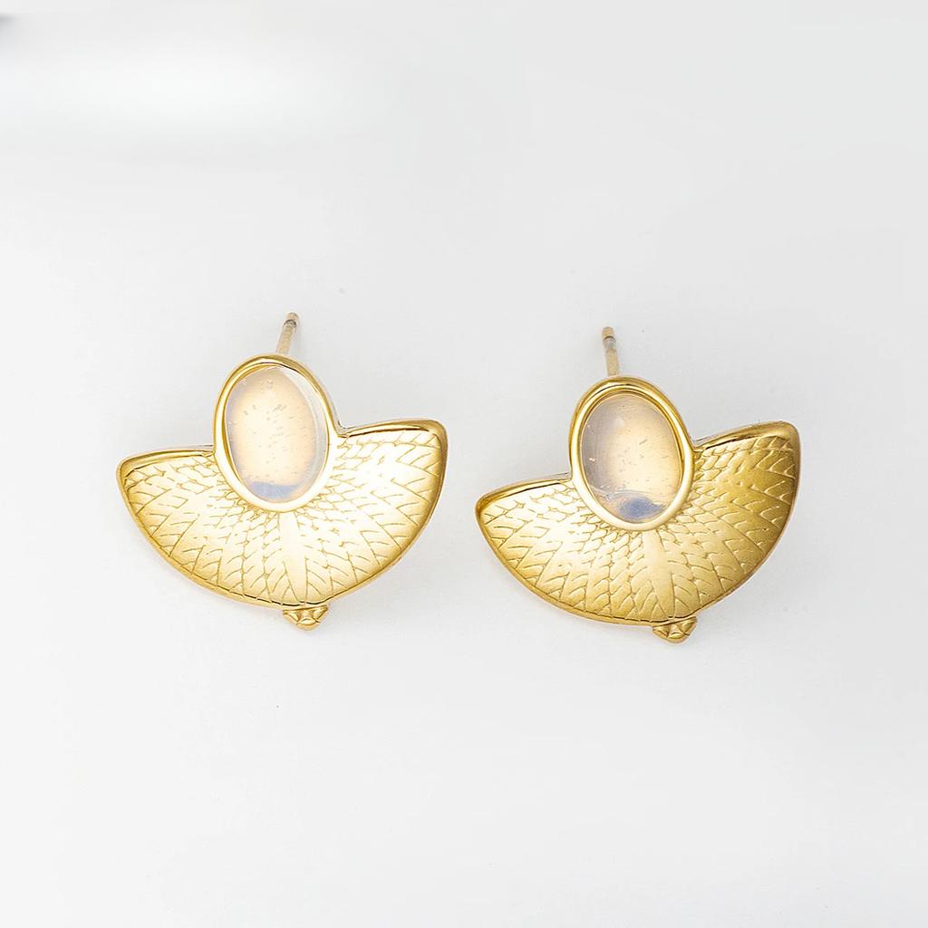 Gold Plated Stainless Steel Earrings Trendy Natural Stone Drop Earrings New Design Metal Geometric Earrings Aros Mujer Gift