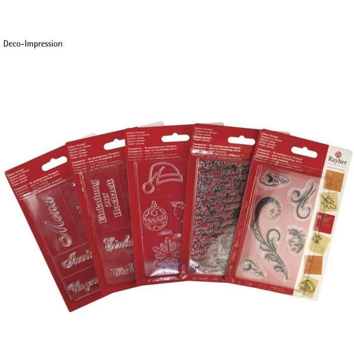 Tampon en silicone - Rayher - Écritures anciennes - 9 x 15 cm - Transparent - Mixte