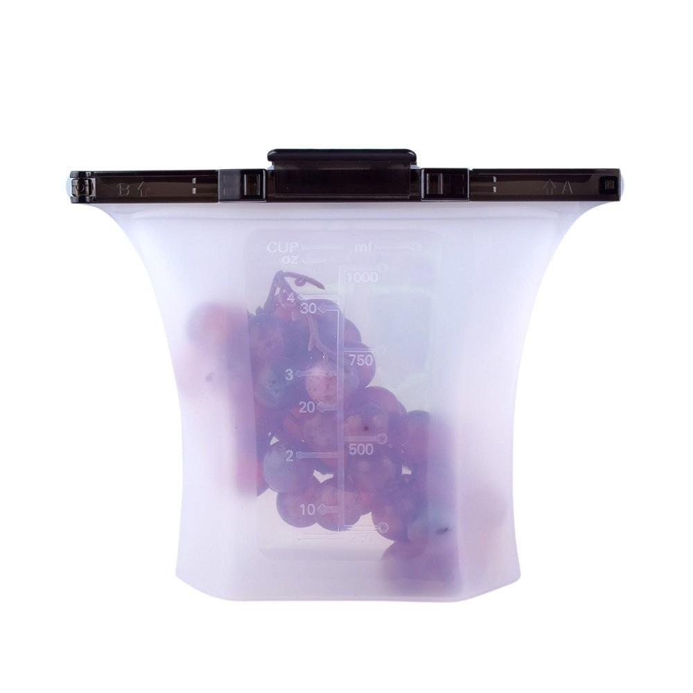 

Double Lock Freezer Seal Bags Food-grade Silicone Food Storage Bag Fresh-keeping Bag Fruit Black 1000ml