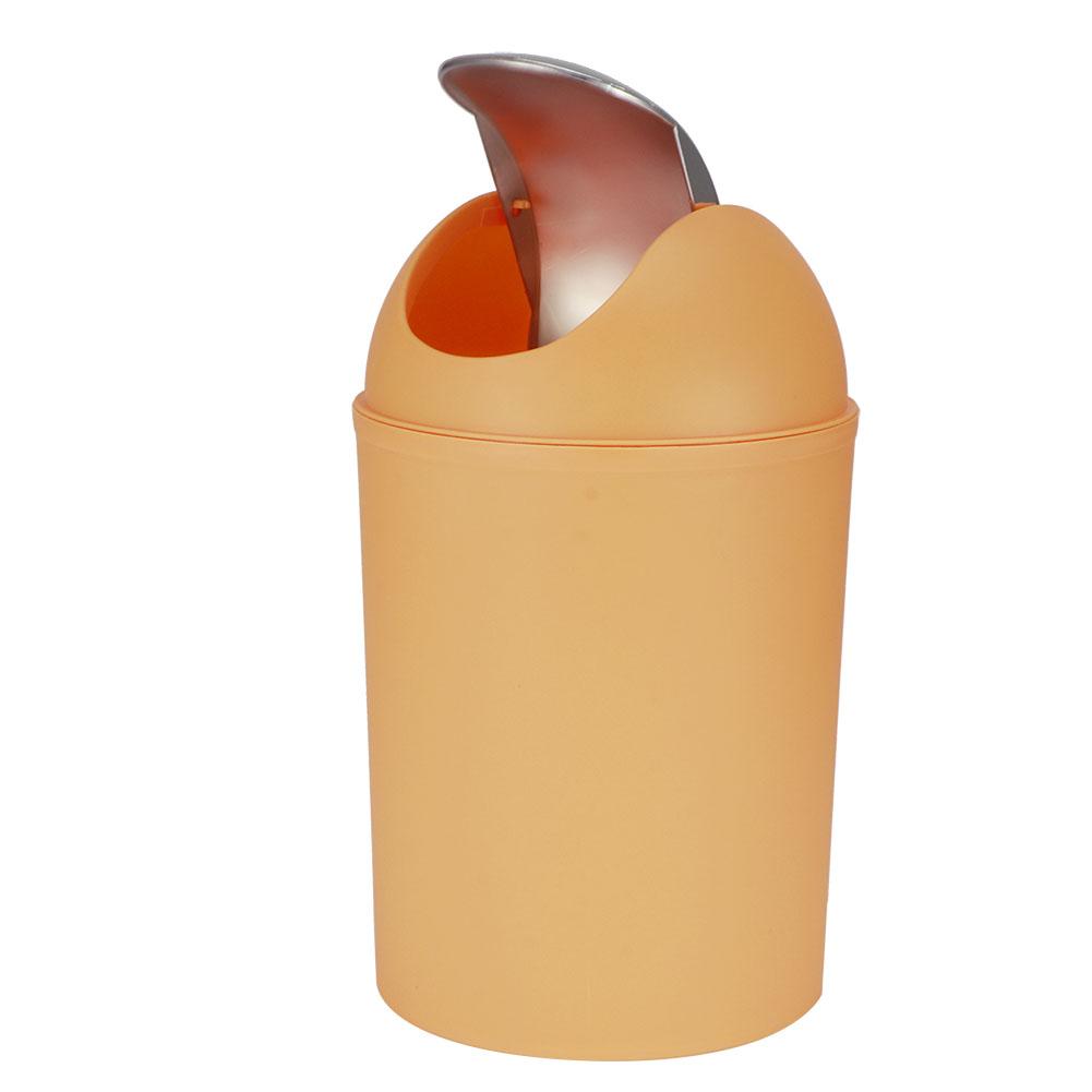 Mini Flip Lid Home Living Room Bedroom Desktop Bedside Plastic Trash Can Garbage BinOrange