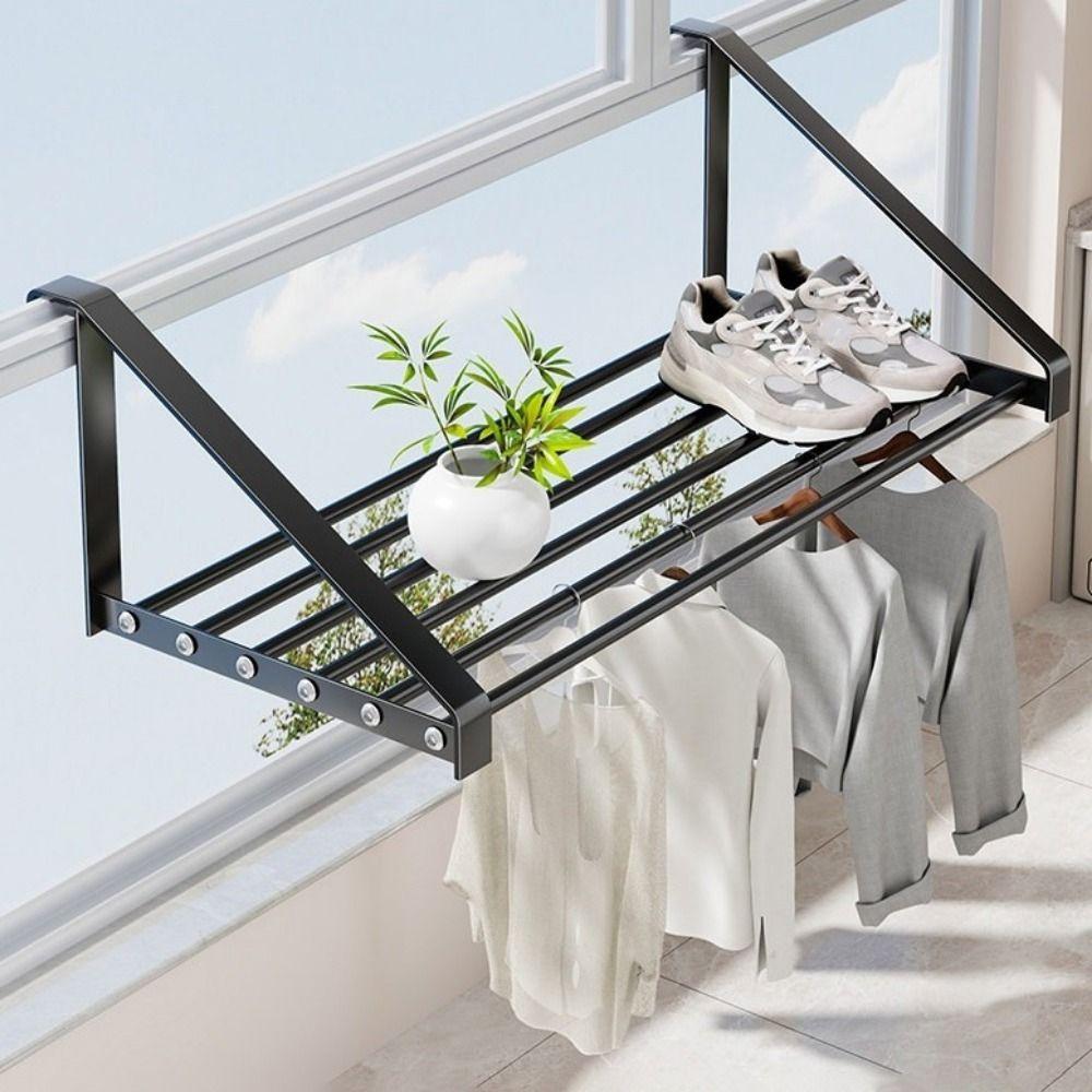 Large Capacity Clothes Drying Rack Space Saving Hanging Clothes Rack  for Balcony