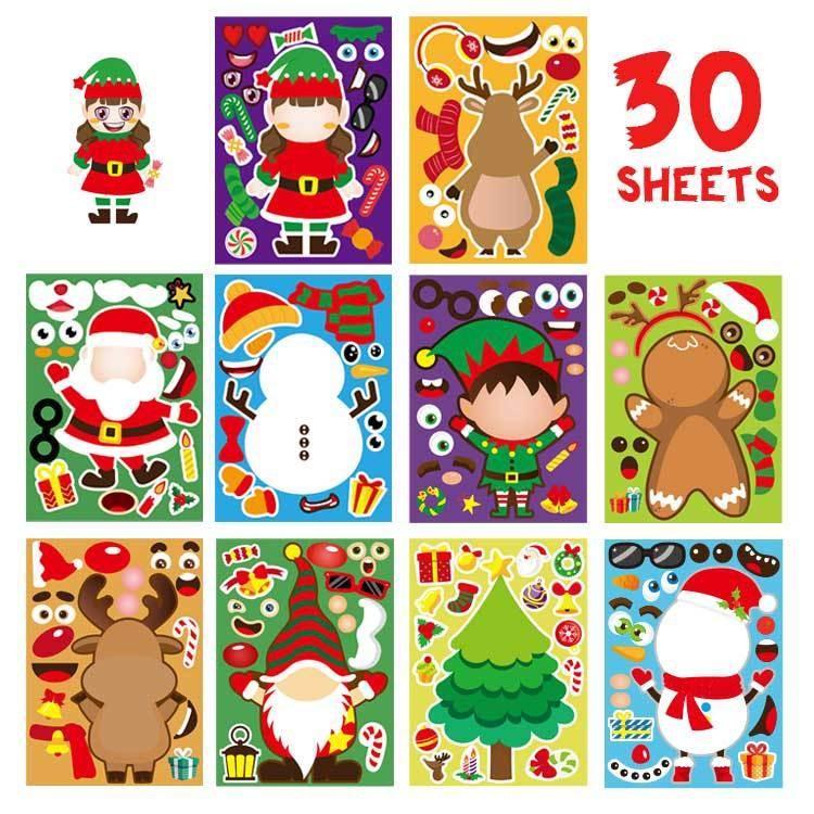 

Xh059 Christmas Colorful Santa Snowman Diy Puzzle Stickers For Kids Crafting Fun