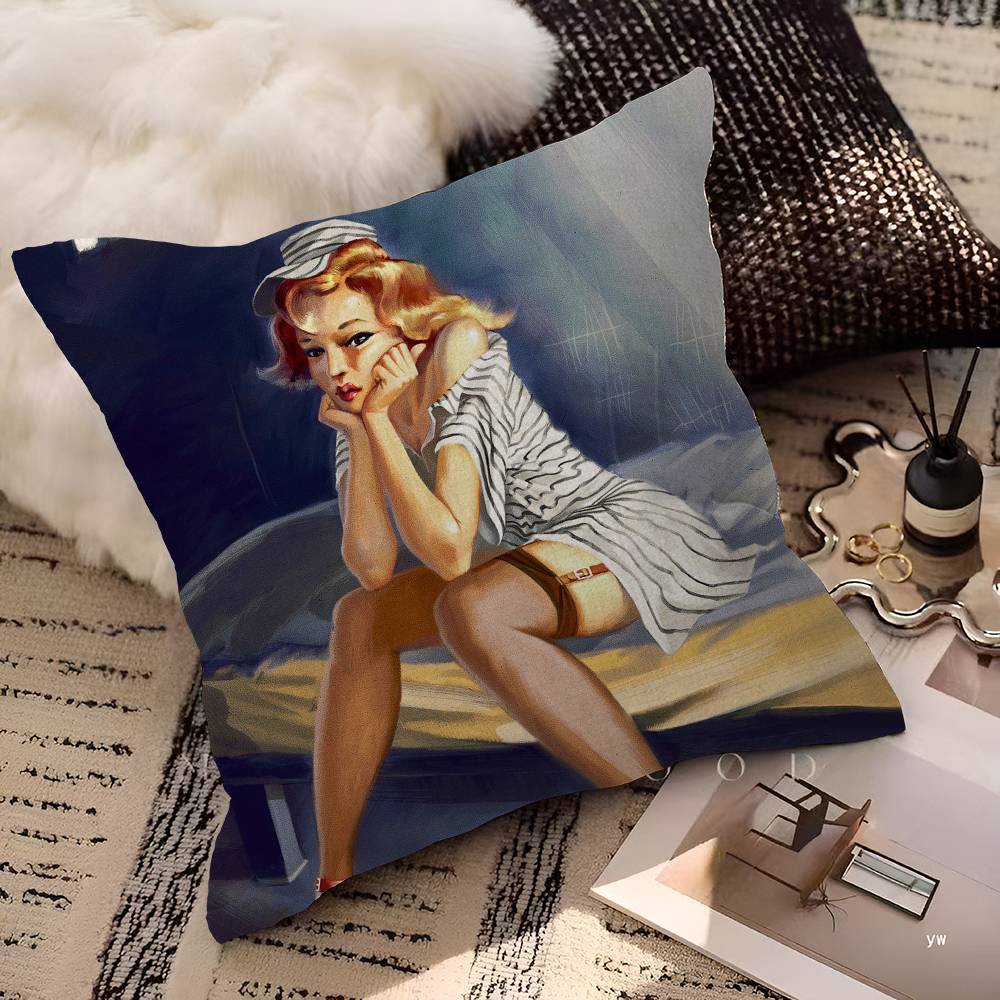 Pin Up Girl Cushion Cover Polyester Sofa Cushions Decorative Throw Pillows Home Decoration Pillowcover