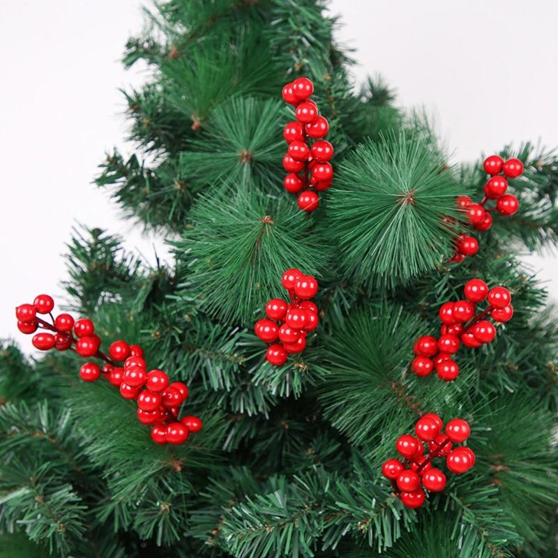 1PCS Christmas Red Berries Ornament Artificial Foam Berry Flower Branches DIY Wreath Xmas Tree Wedding Party Home Decoration