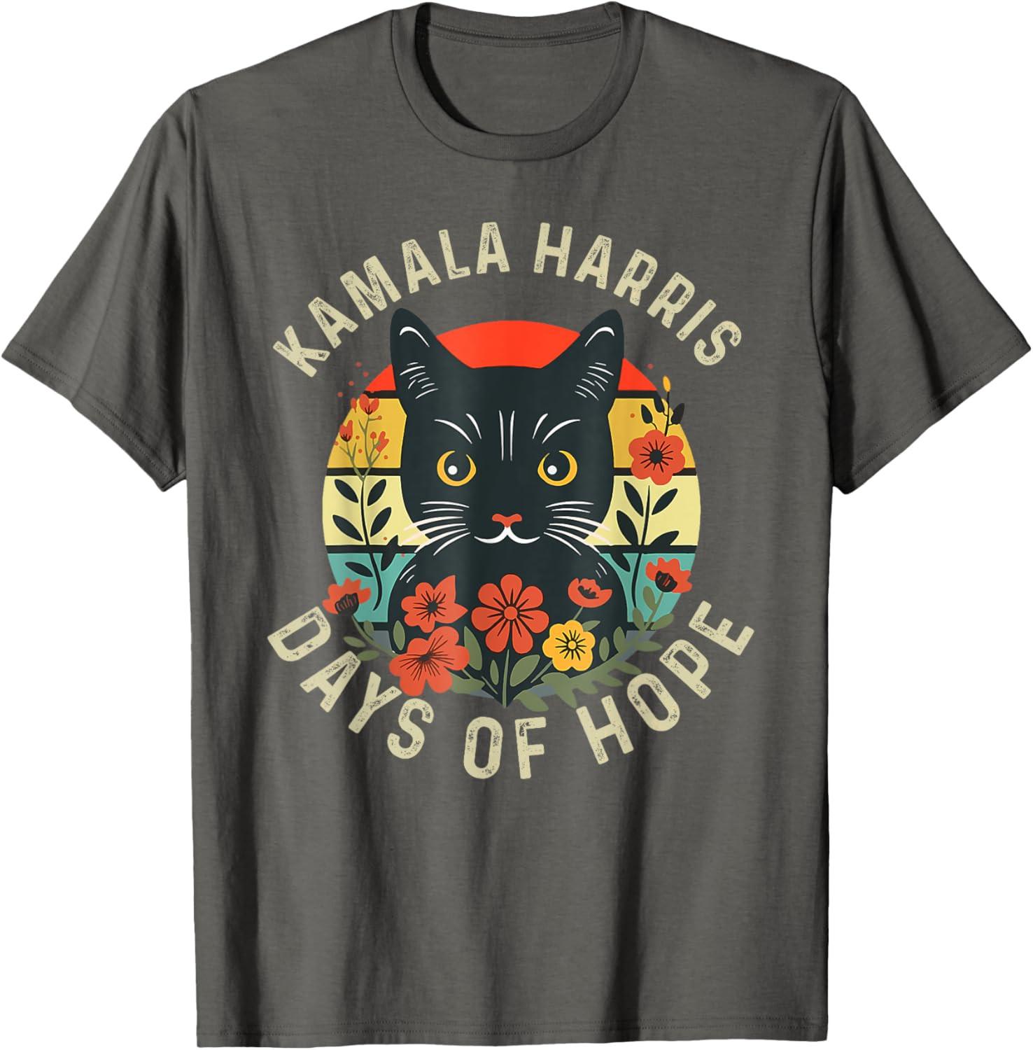 107 Days Kamala Harris Tee 107 Days of Hope Thank You Kamala Cat Unisex T-Shirt M