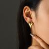 Trendy Fashion 18K Gold Plated Slender Heart Shape Stud Earrings for Women Punk Stainless Steel Zircon Party Gifts