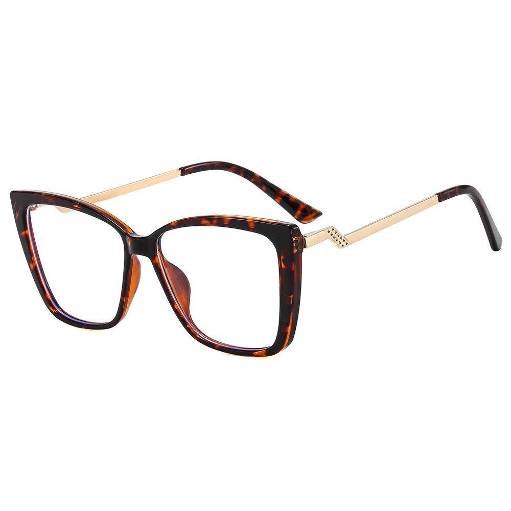 Fashion Brand Retro Square Leopard Women Eyeglass Frame Photochromic Anti Blue Light Reading Glasses