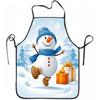 1pc Snowman Print Apron with Adjustable Waistband & Winter Snowman Pattern - Durable Easy-Clean Polyester Bib Suitable for Kitchen Cooking, Gardening,