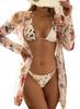 Swimsuit Bikini Kimono Field Flowers Beach Set