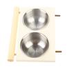 Parrot Feeding Bowl Stainless Steel Food Water Feeder Cage Accessory with StandDouble Bowl