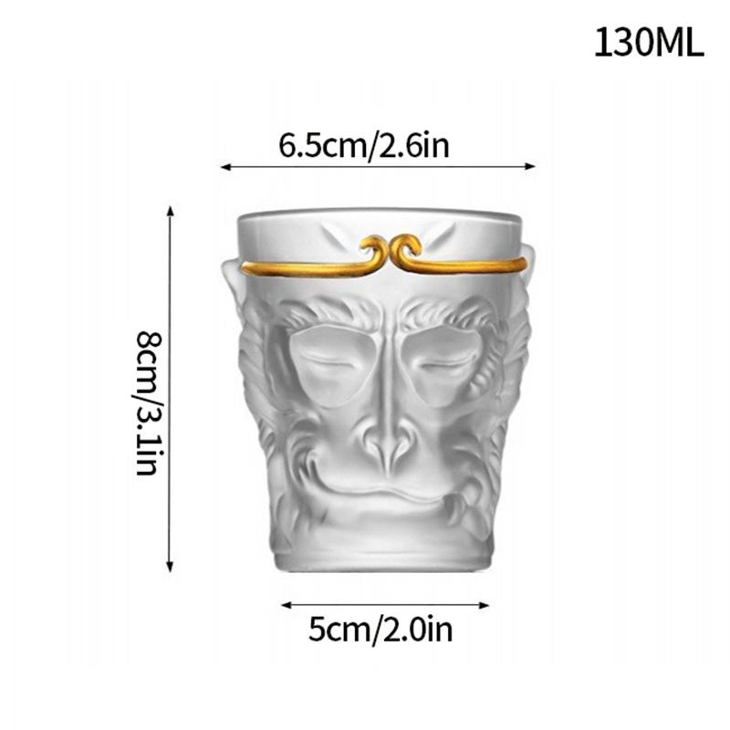 130ml Wukong Glass Cup Transparent Tea Cup Creative Monkey Face Drinking Glasses Coffee Mug Milk Juice Cold Drink Cups Drinkware