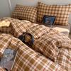 INS Girls Retro Bedding Sets 2025 New British Style Bed Sheet Set Women Plaid Queen Size Duvet Cover Sets With Pillowcases