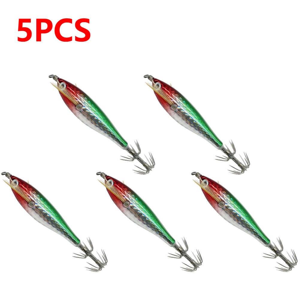 1-10PCS Luminous Fishing Lure Octopus Cuttlefish Fishing Bait Squid Jig Squid Hook Tackle Wood Shrimp Saltwater Fishing Baits