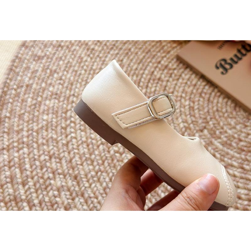 Kids Girls British Style Solid Color Soft Sole Casual Princess Leather Shoes