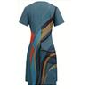 Women's Casual Loose Round Neck Dress 3D Floral Printed Fashion Midi Dress