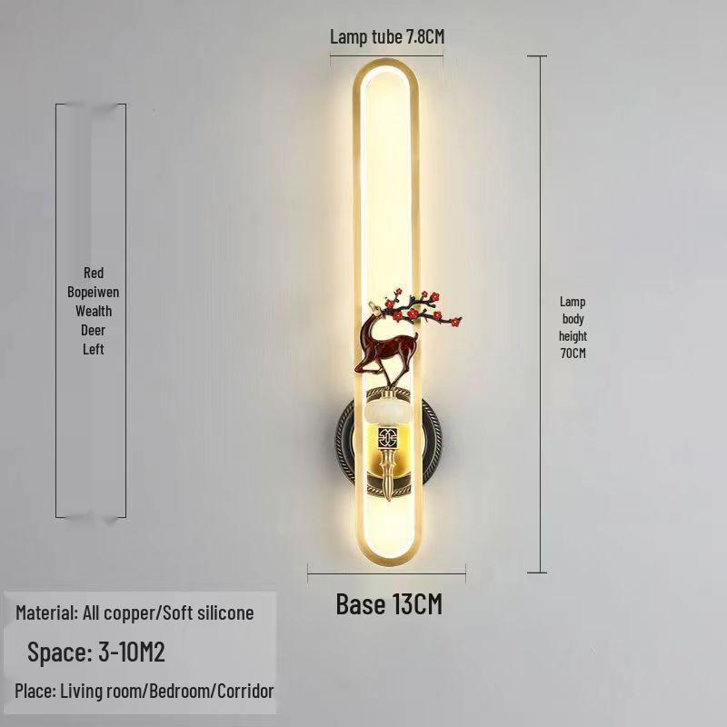 Chinese Cloisonné Enamel Brass Wall Lamp - Minimalist Bedside, Stair, Corridor & Living Room Light