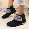 2025 New Women's Shoes Winter Warm Boots Low Heel Anti-Slip Commuter Boots Fashion Zipper Short Boots