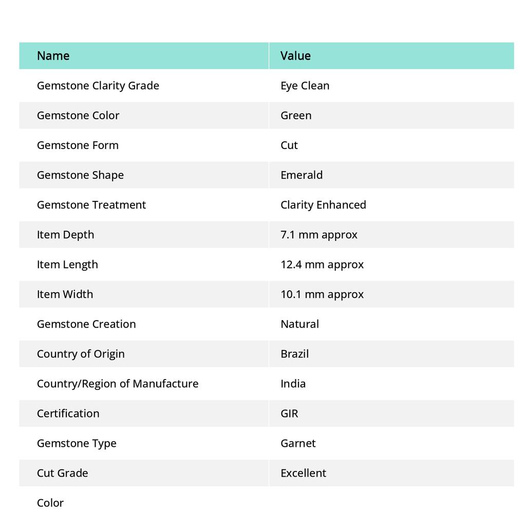 Emerald Cut CERTIFIED Earring Size 10.25 Ct Natural Garnet Green Loose Gemstone A-5770