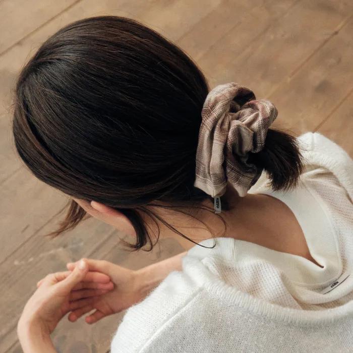 Vintage Check Scrunchie_CTA934(Beige)
