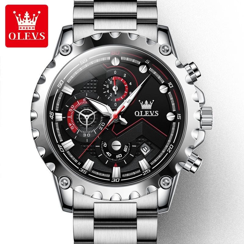 OLEVS Merkeklokke lysende stor urskive multifunksjons herreklokke herreklokke