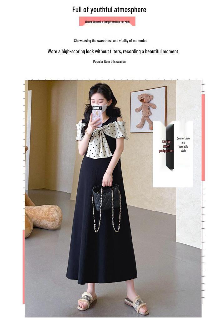 2026 Summer French-Style Maternity Dress - Romantic, Age-Reducing, Anti-Pilling Patchwork Design for Going Out