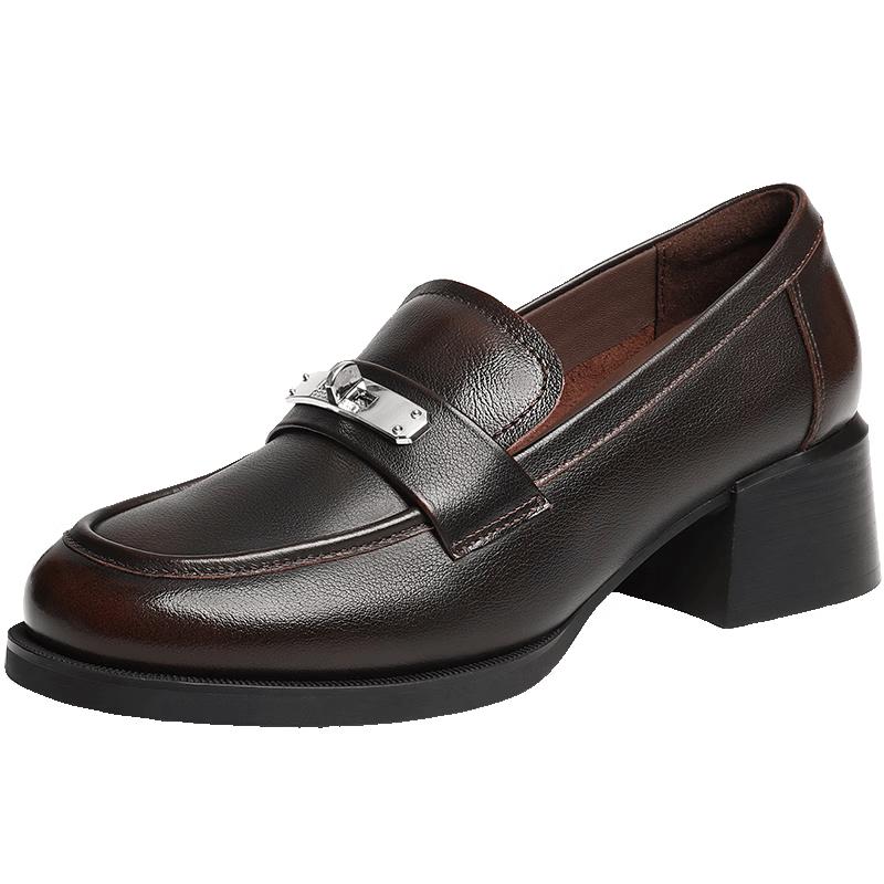 Belle Burnished Thick-Soled Loafers 37