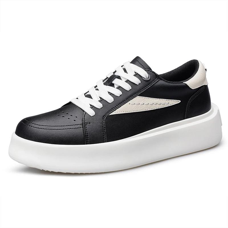 Fashion Summer Fashion Genuine Leather Men Thick Bottom Shoes Casual Outdoor Antiskid Walking Sneakers Board Flat Designer Board Shoes