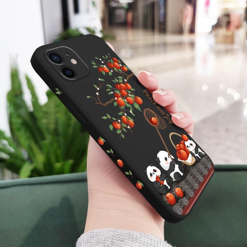 Joyful Panda Phone Case For iPhone 12 11 X XR XS 8 7 SE2 Plus Pro Max Mini Silicone Cover