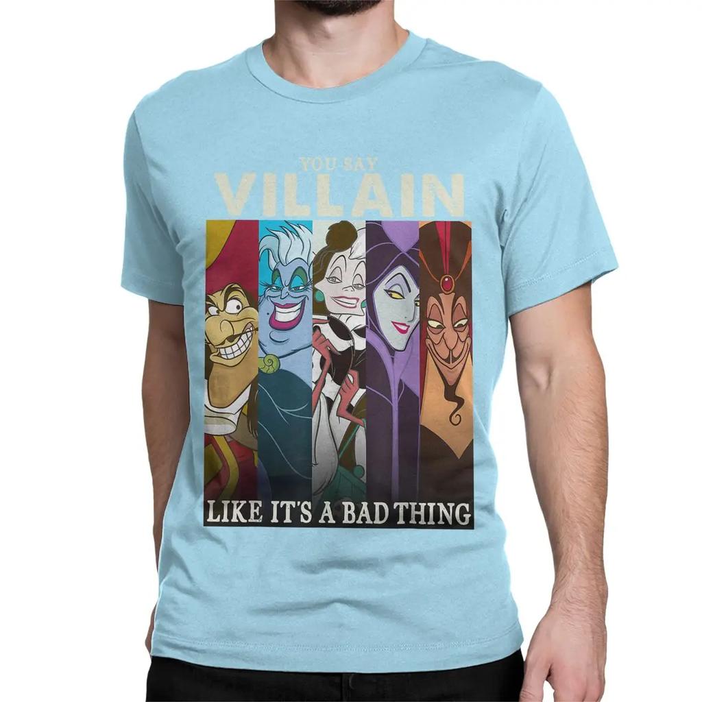 Disney Villains T-Shirt for Men Women Colorful Group Humor Graphic Humor Pure Cotton Tees Short Sleeve T Shirts Graphic Clothing