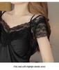 Pigiama Estivo da Donna a Maniche Corte in Seta Ghiacciata con Imbottiture sul Seno - Comoda Camicia da Notte Canotta di Lusso in Stile Pura Desiderio.