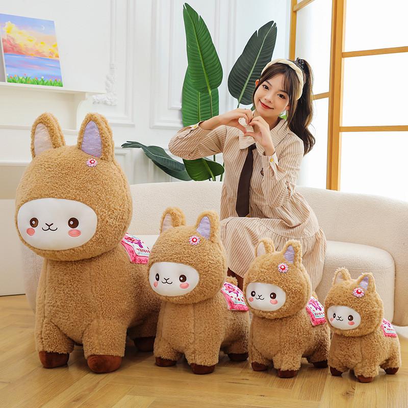 Adorable Alpaca Plump Plush Toy Companion Floral Pattern Kid Doll Birthday Gift